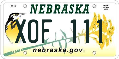 NE license plate XOF111