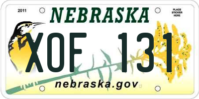 NE license plate XOF131