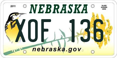 NE license plate XOF136