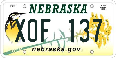 NE license plate XOF137