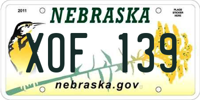 NE license plate XOF139
