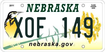 NE license plate XOF149