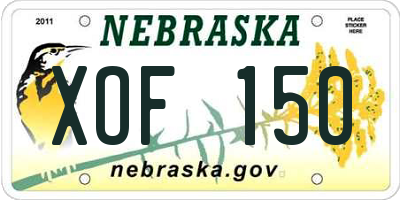 NE license plate XOF150