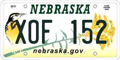 NE license plate XOF152