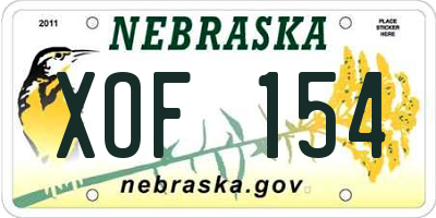 NE license plate XOF154