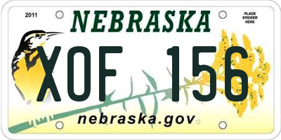 NE license plate XOF156