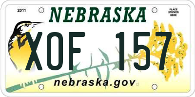 NE license plate XOF157