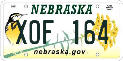 NE license plate XOF164