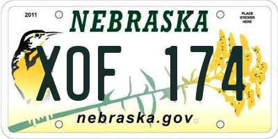 NE license plate XOF174