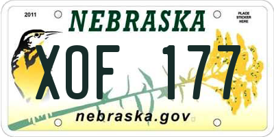 NE license plate XOF177