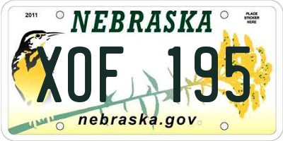 NE license plate XOF195