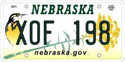 NE license plate XOF198