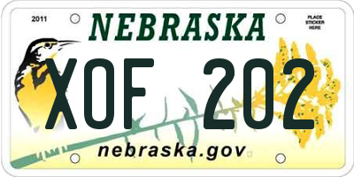 NE license plate XOF202