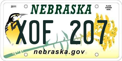 NE license plate XOF207