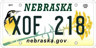 NE license plate XOF218