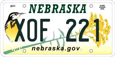 NE license plate XOF221
