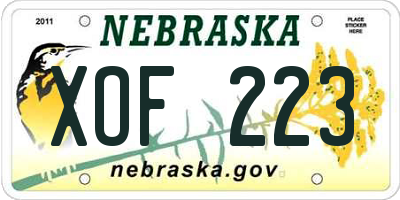NE license plate XOF223