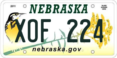 NE license plate XOF224
