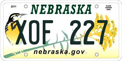 NE license plate XOF227
