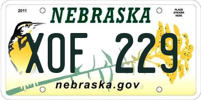 NE license plate XOF229