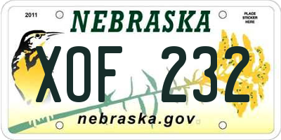 NE license plate XOF232