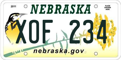 NE license plate XOF234