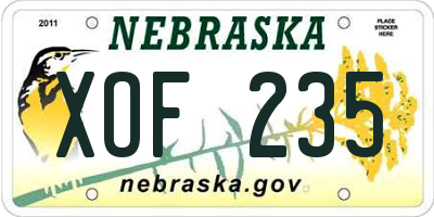 NE license plate XOF235