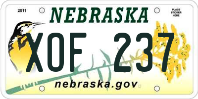 NE license plate XOF237