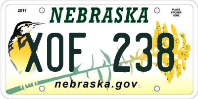NE license plate XOF238