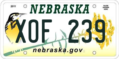 NE license plate XOF239