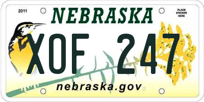 NE license plate XOF247