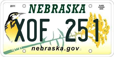 NE license plate XOF251