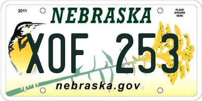 NE license plate XOF253