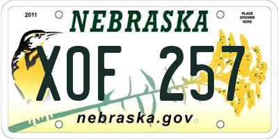 NE license plate XOF257
