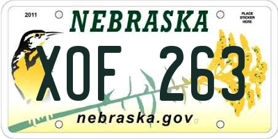 NE license plate XOF263