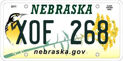 NE license plate XOF268