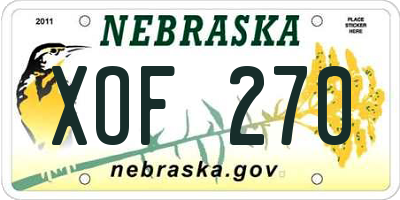 NE license plate XOF270