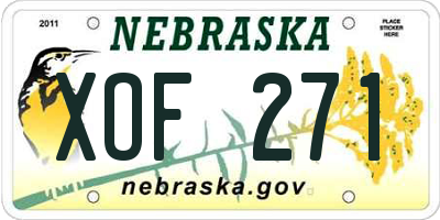 NE license plate XOF271