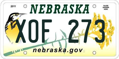 NE license plate XOF273