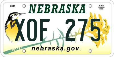 NE license plate XOF275