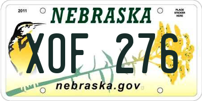NE license plate XOF276