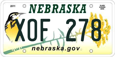 NE license plate XOF278
