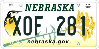 NE license plate XOF281