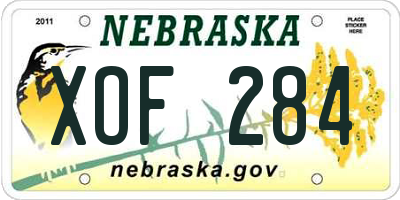 NE license plate XOF284