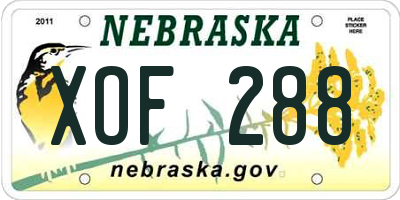 NE license plate XOF288