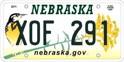 NE license plate XOF291