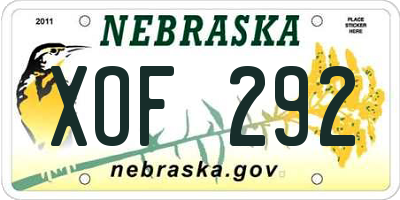 NE license plate XOF292