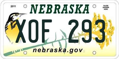 NE license plate XOF293