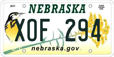 NE license plate XOF294