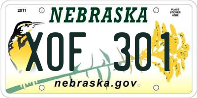 NE license plate XOF301